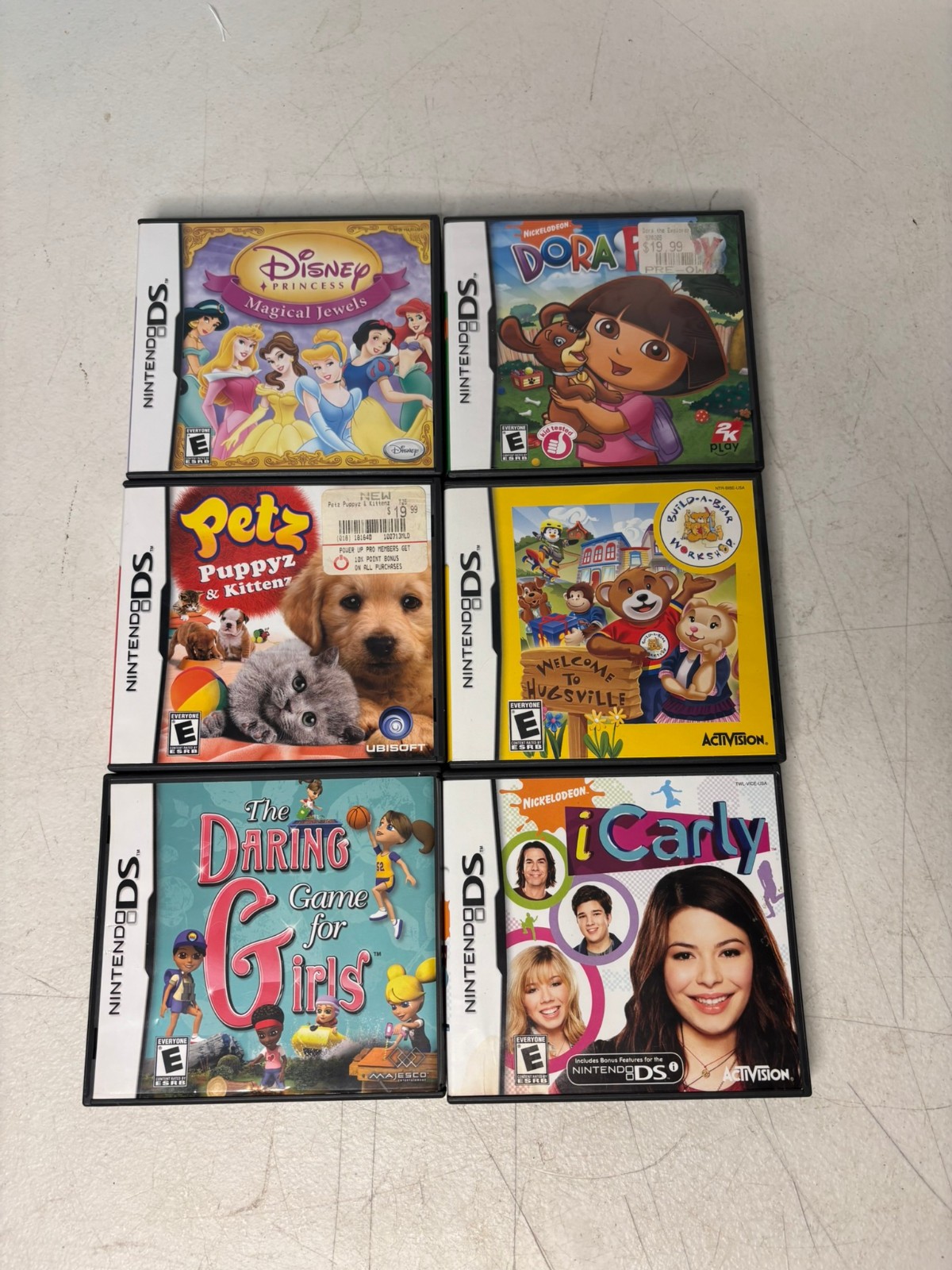 Nintendo DS Lite Metallic Rose w/ Box and 6 CIB Games Bundle