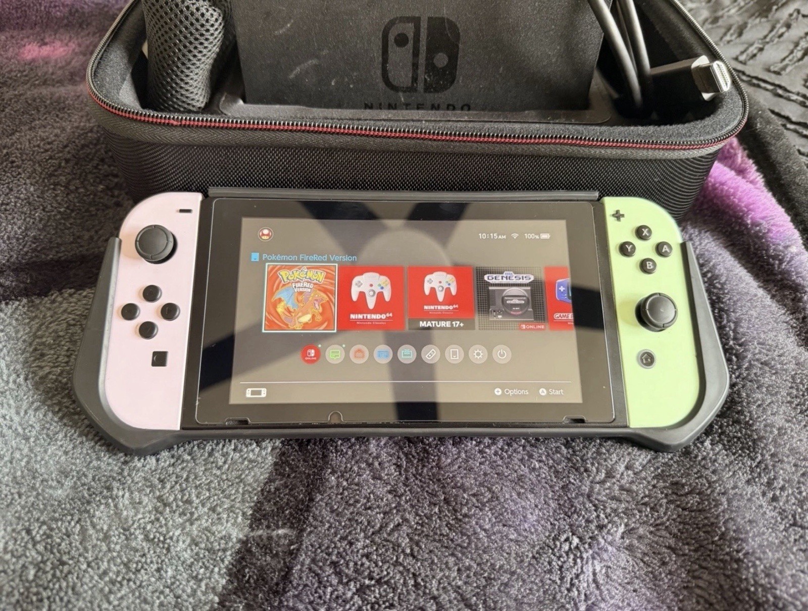 Nintendo Switch Console Pink & Green Joy-Con, Carrying Case, Accessories