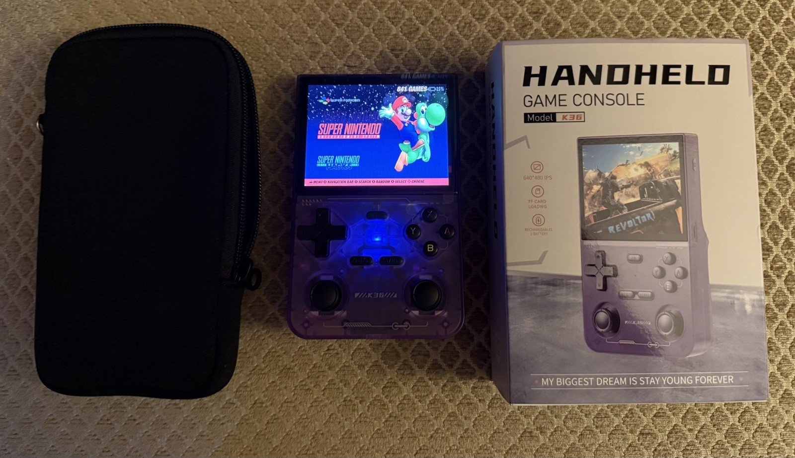K36 Compact Purple Retro Game Emulator Soft Case Included READ DESCRIPTION