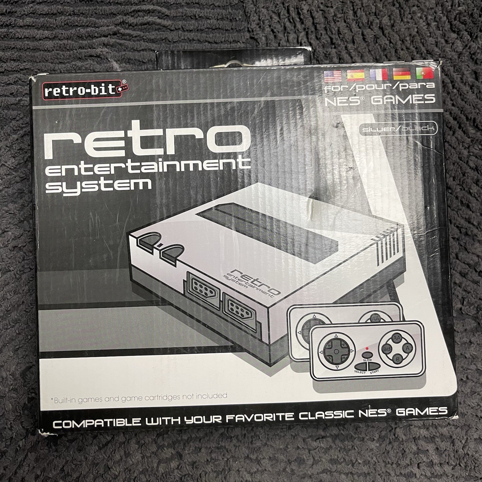 Retro-Bit Retro Entertainment System NES Console Silver/Black w/ 2 Controllers