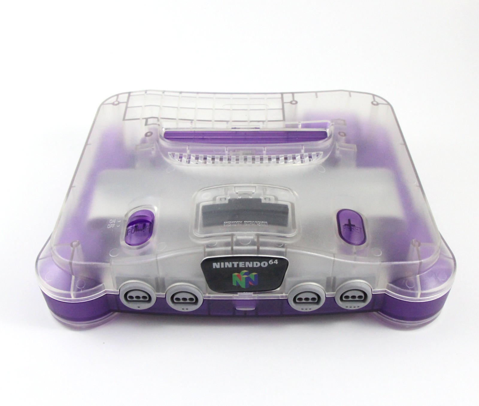Nintendo 64 N64 Clear / Purple Console w/Expansion Pack, PSU & A/V Cables TESTED