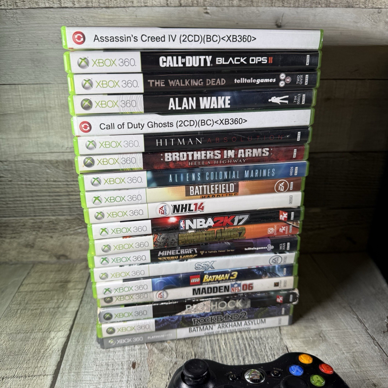 Microsoft Xbox 360 S 250GB Console, Controllers, Cables, 12 Games, Glossy Black