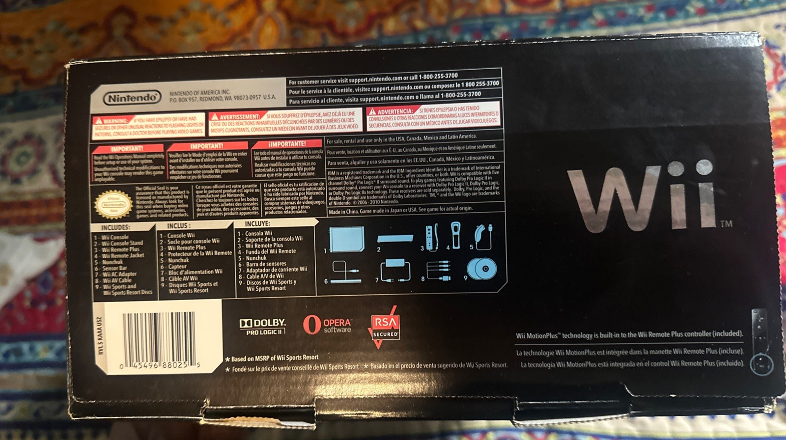 Nintendo Wii Black Console Bundle with Wii Sports & Resort Tested Bonus Items