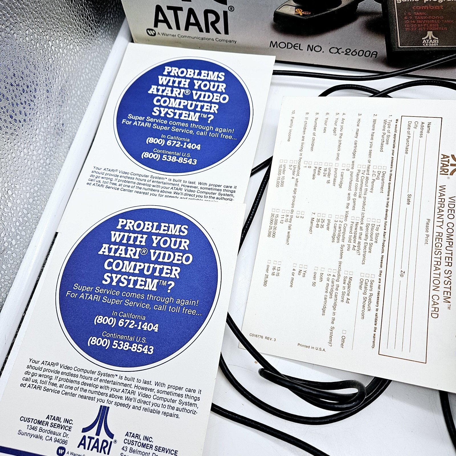 Atari 2600 CX2600A Video Game Console 1980 Paddle Instructions in Original Box