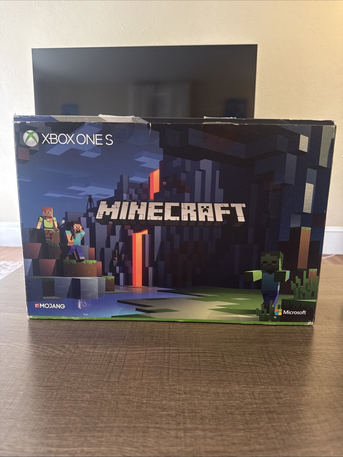 Xbox One S Minecraft Console Creeper Controller Complete CIB Box Stand Inserts