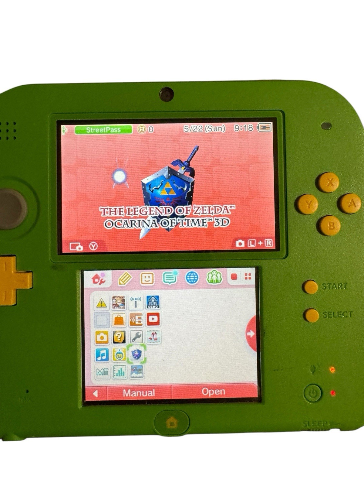 Nintendo 2DS Zelda Ocarina of Time 3D Edition With Original Box Manual, Charger