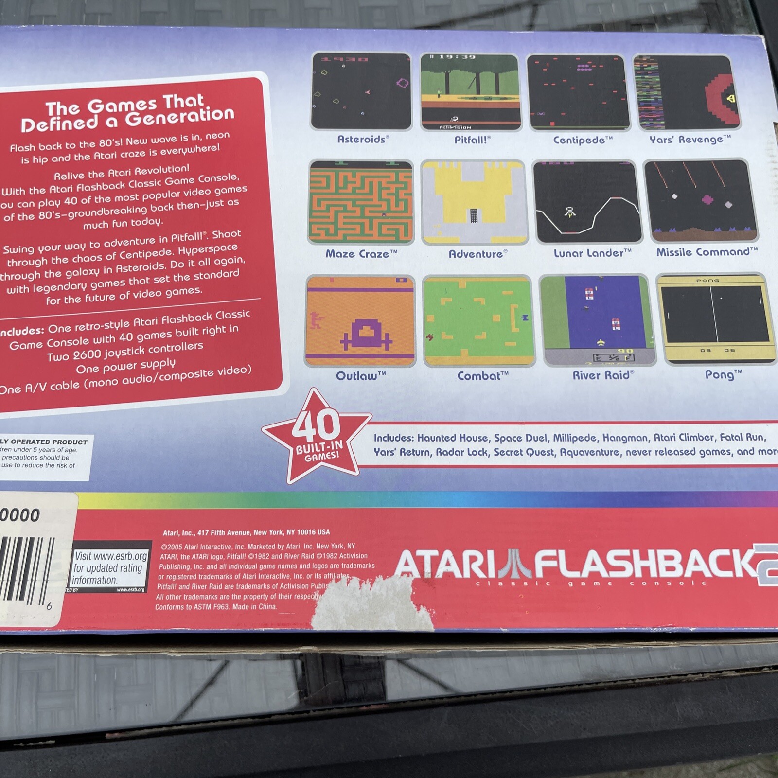 ATARI Flashback 2 Plug&Play TV Atari 2600 Black Console 2Controllers Clean/Works