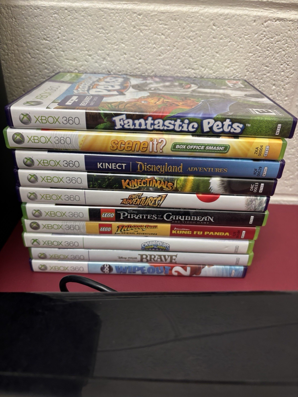 Xbox 360 Console Lot Black Wireless Controller 10 Games Power Supply Kinect