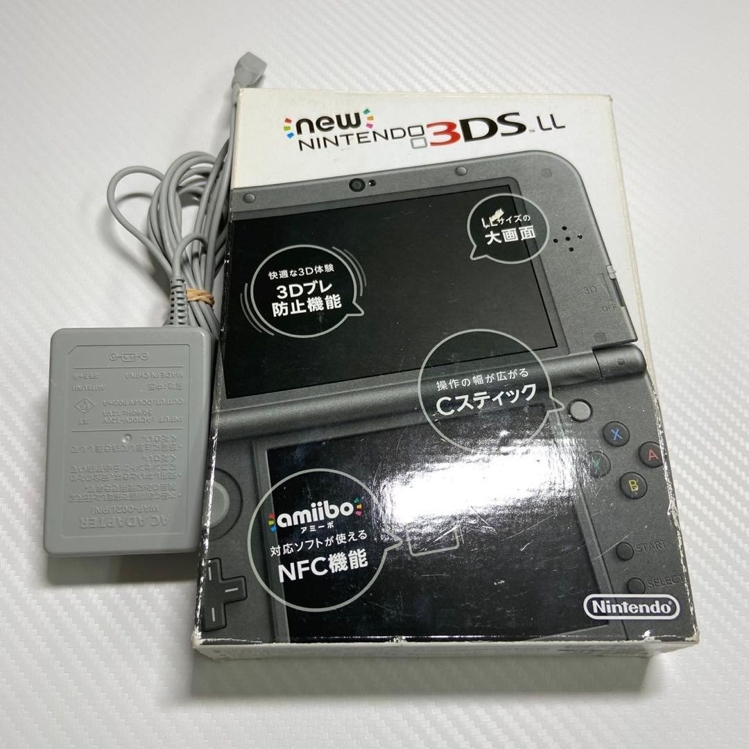 Nintendo New 3DS LL Metallic Black Complete in Box CIB Charger Manuals 6950