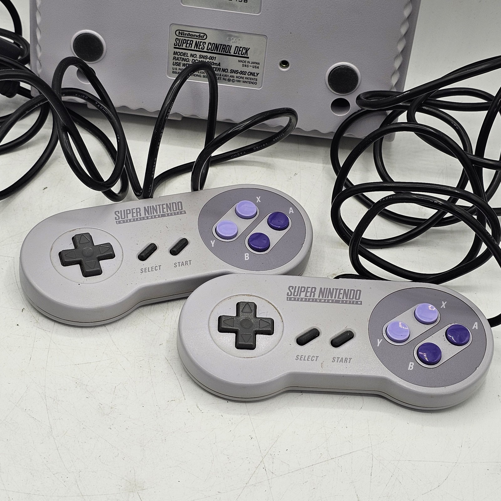 Nintendo SNES Console w/ 2 Controllers, Power Cord & Ken Griffey Jr MLB Untested