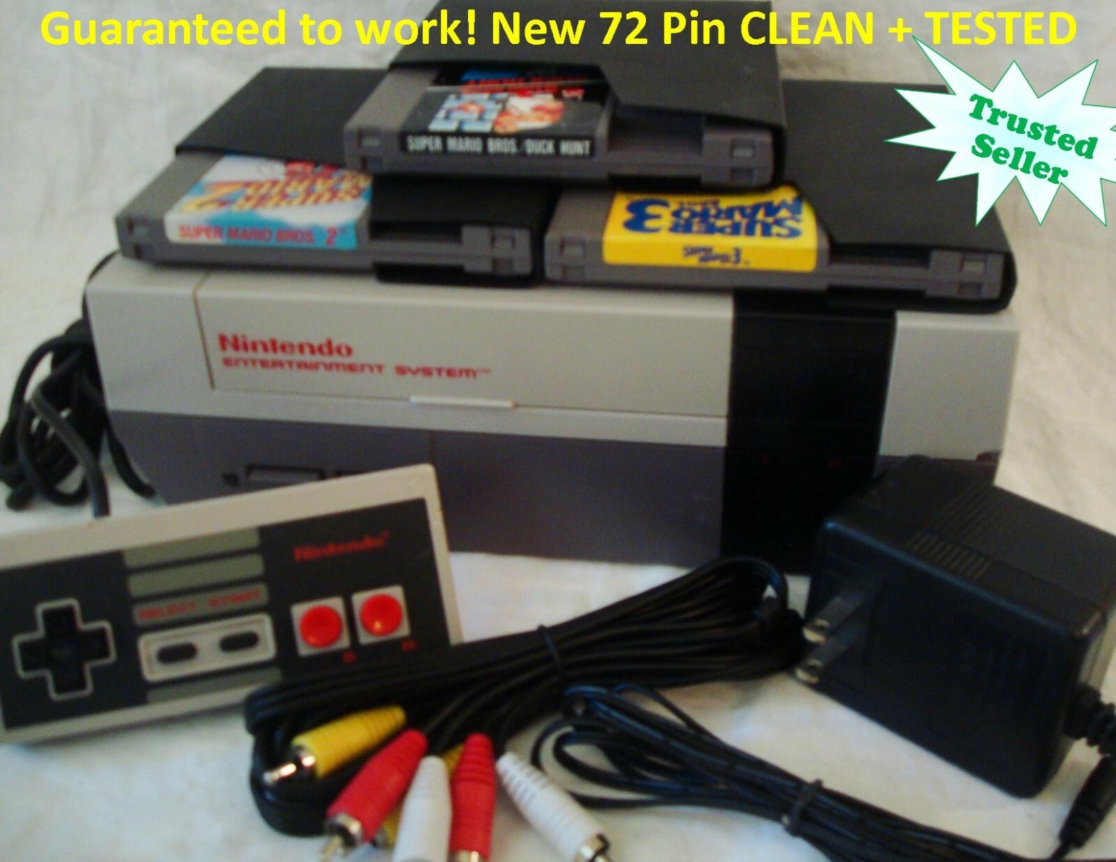 Nintendo ORIGINAL NES RESTORED Console System Bundle Games Super Mario 1 2 3