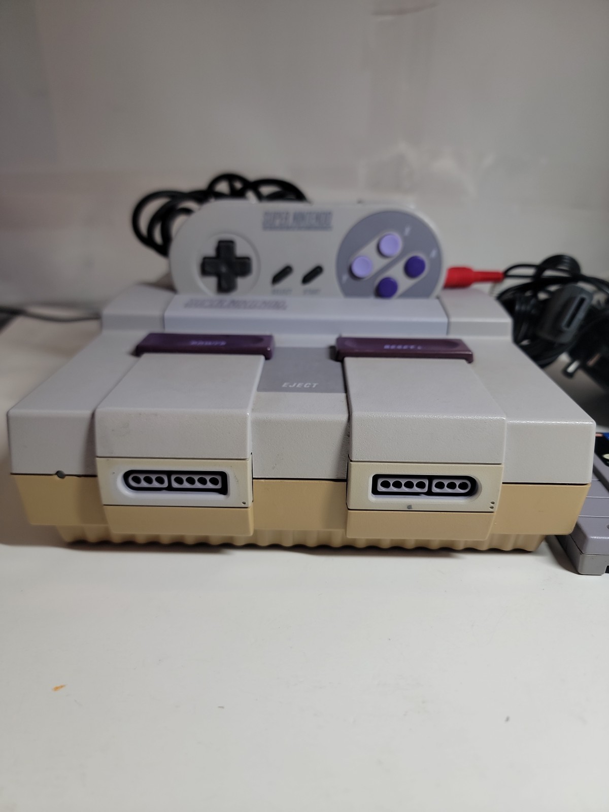 Super Nintendo SNES Console + Cables + Controller Bundle Lot *TESTED* Working