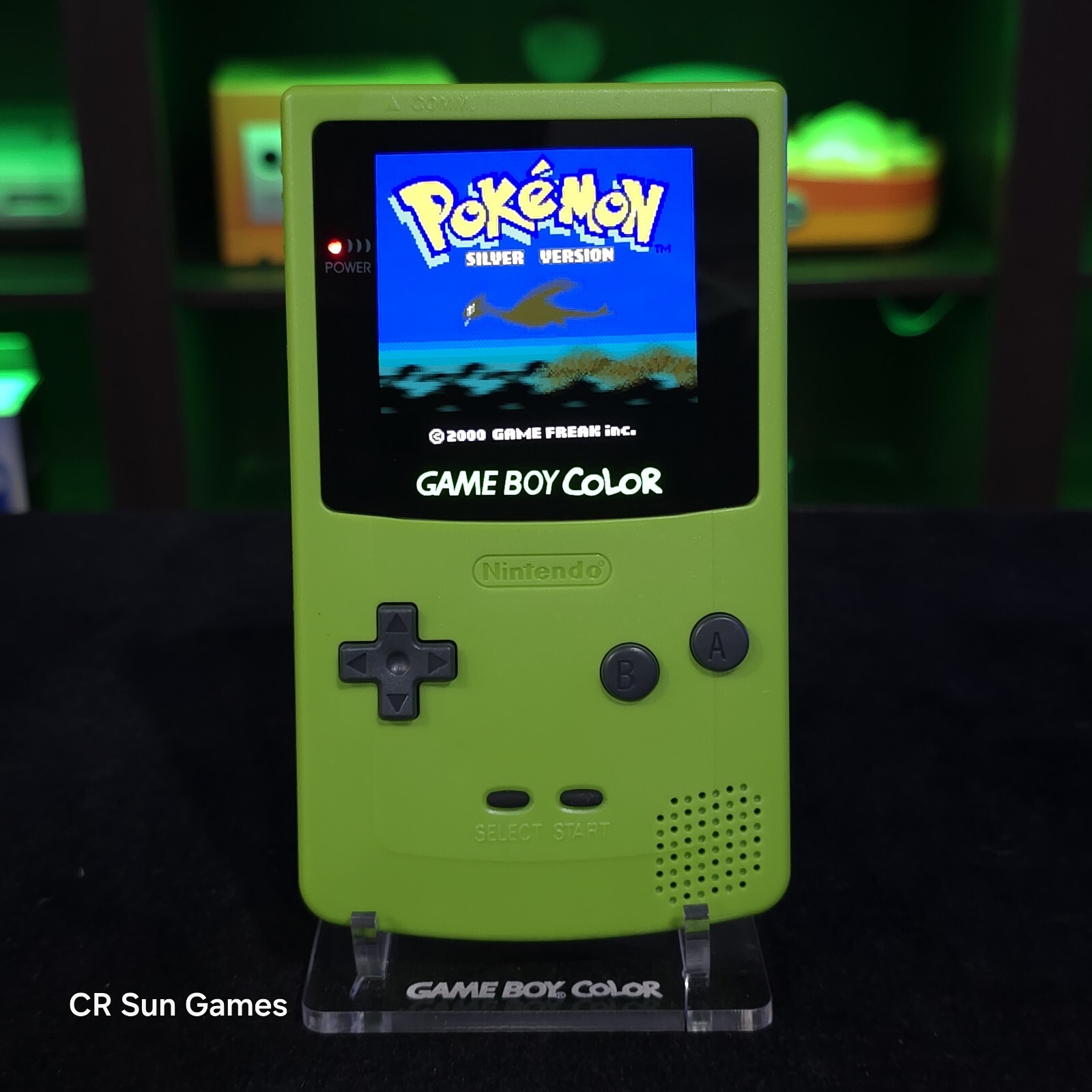 Green Gameboy Color Console OLED Touch Screen And USB-C Rechargeable Battery