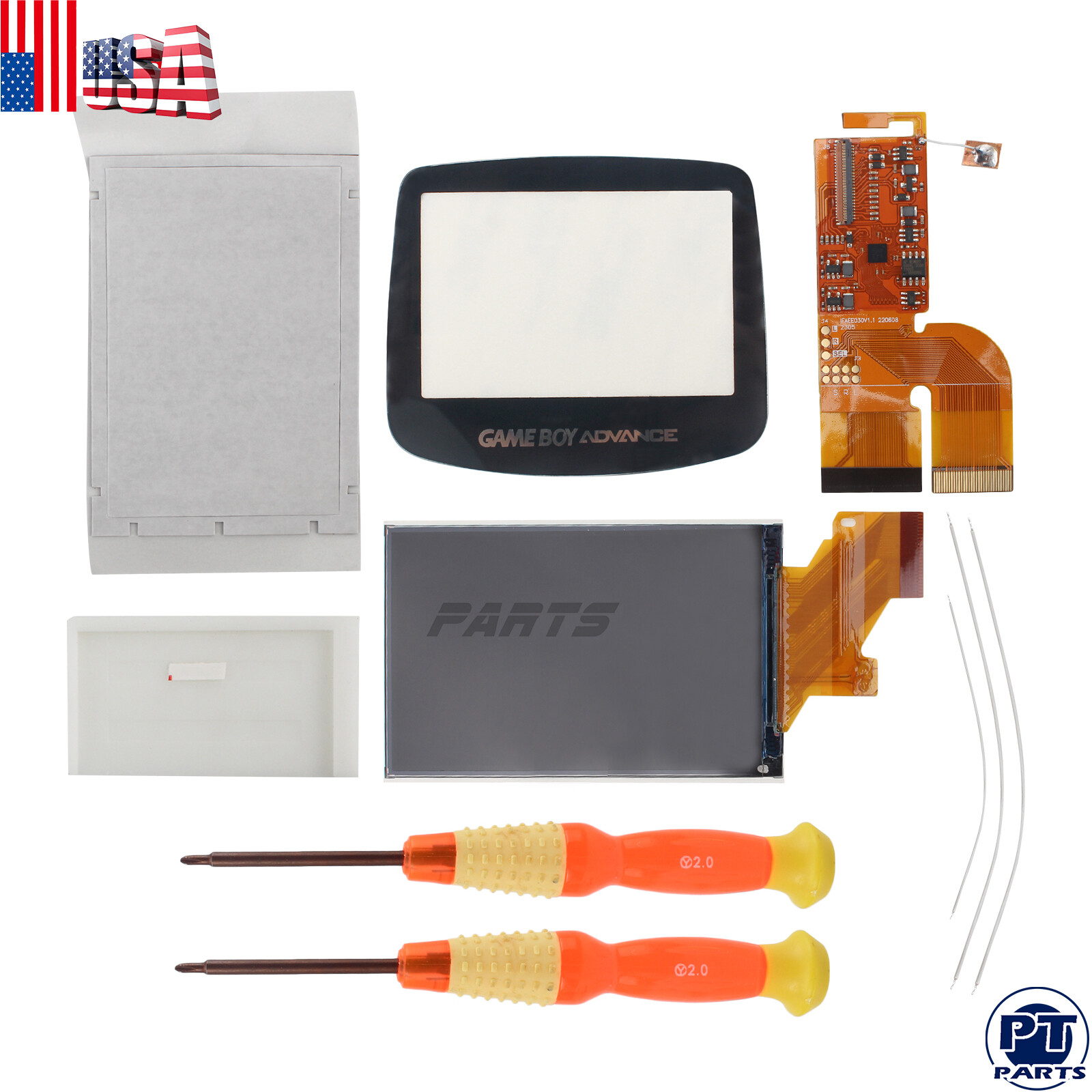 Screen MOD LCD Backlight Kit Fit For Nintendo GBA IPS v2 Game Boy Advance New