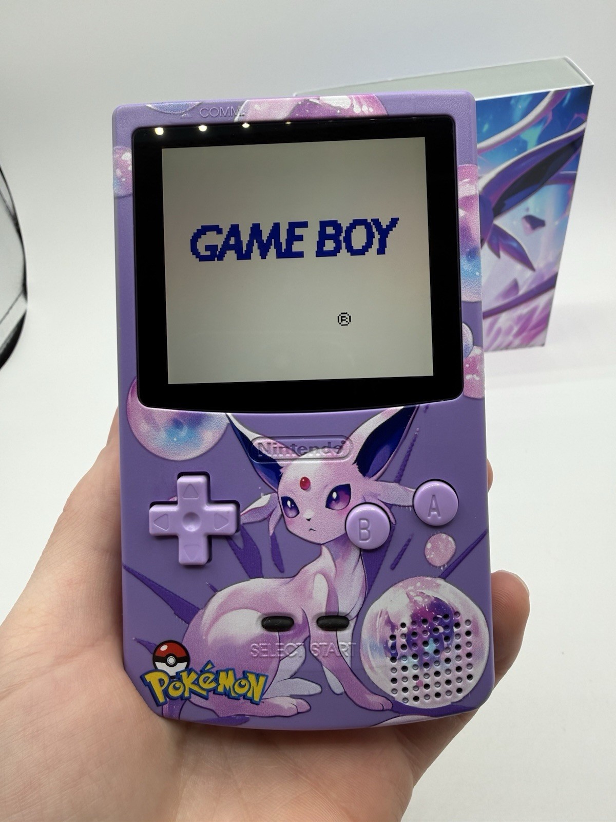 Custom Espeon USB C Rechargeable Gameboy Color W/ Matching Box Pokémon