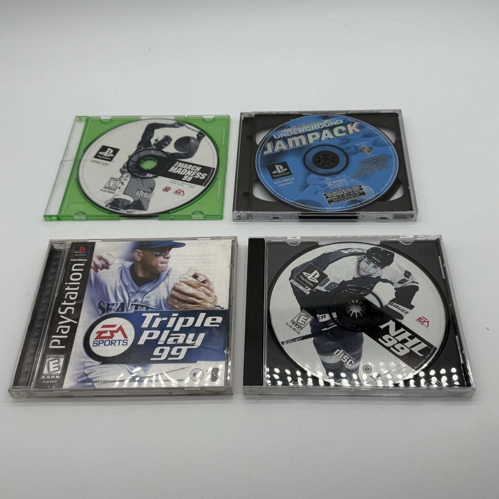 Sony PlayStation PS1 SCPH-1001 Console Bundle w/ Controller, Cords & 4 Games