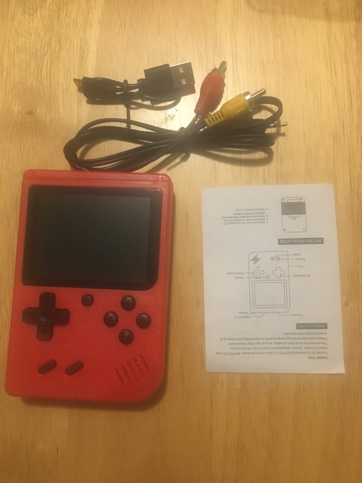 Game Box Plus- Hand Held Game System Rechargeable Battery, RED, Brand New