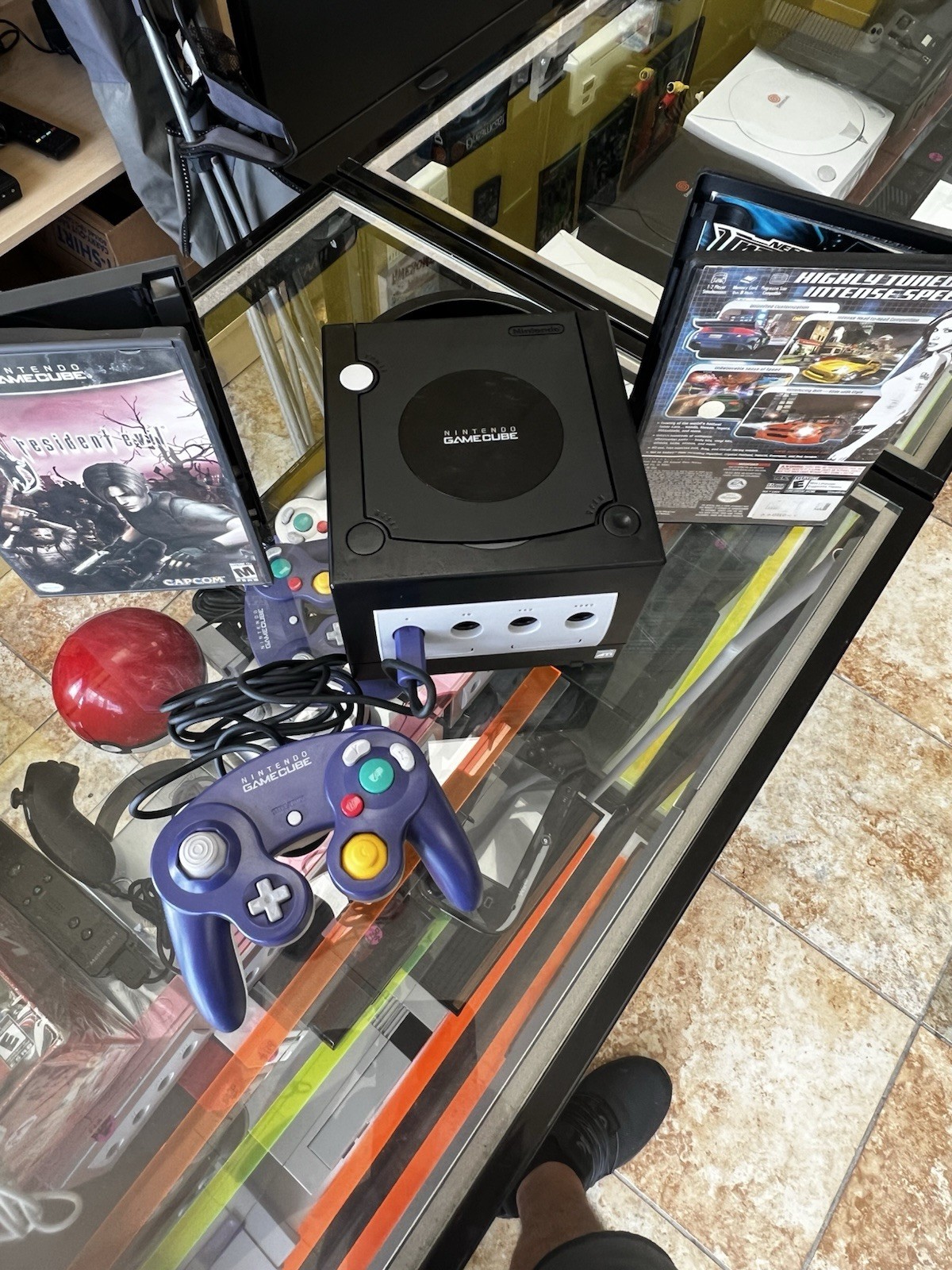 Nintendo GameCube With One Controller And Resident Evil 4 And Need For Speed Un