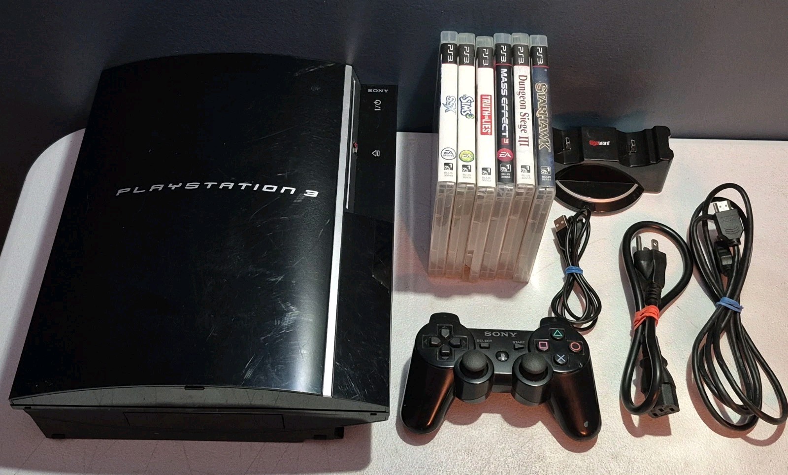 Sony PlayStation 3 PS3 Fat CECHK01 Console w/ Controller & 6 Games – Tested