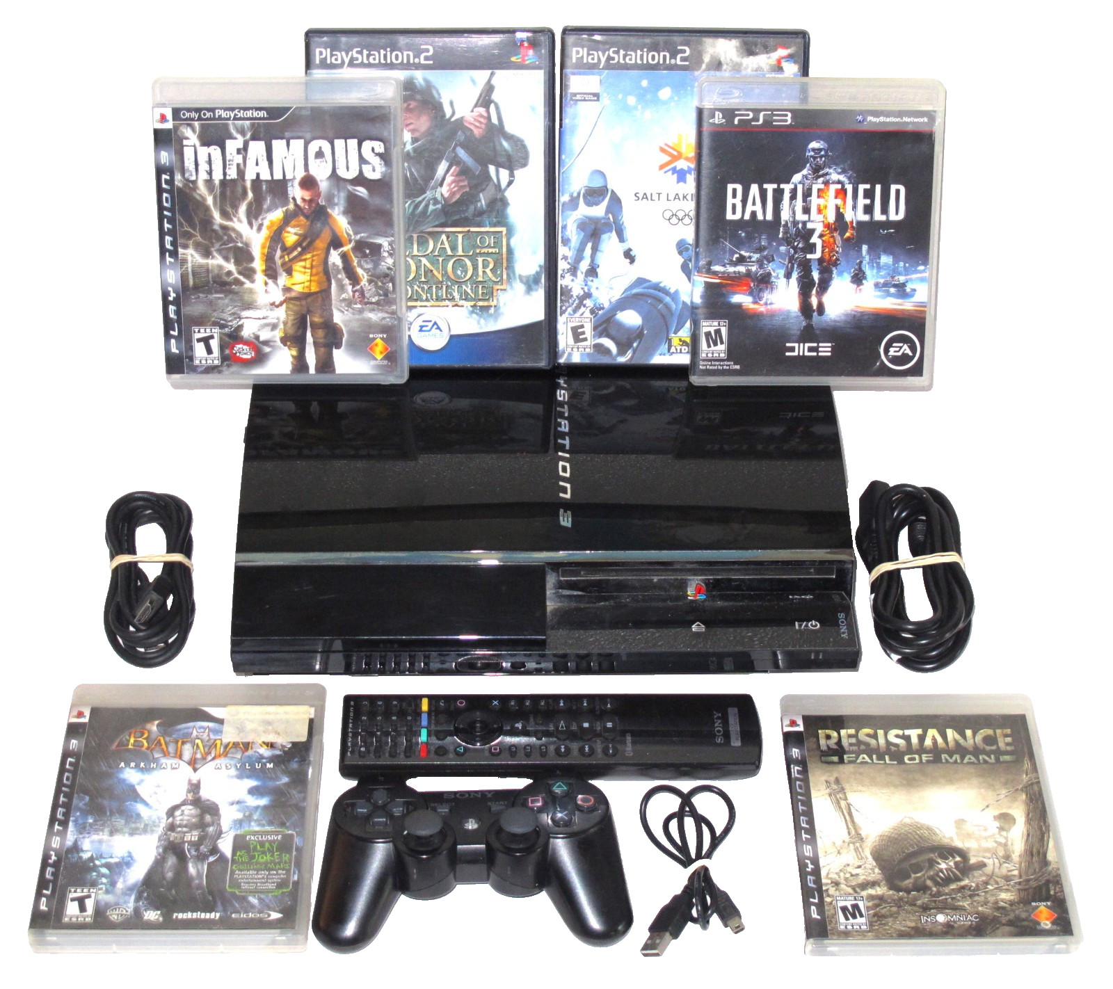 Sony Playstation 3 Fat Console Bundle Backwards Compatible (PS1 PS2 PS3) CECHA01