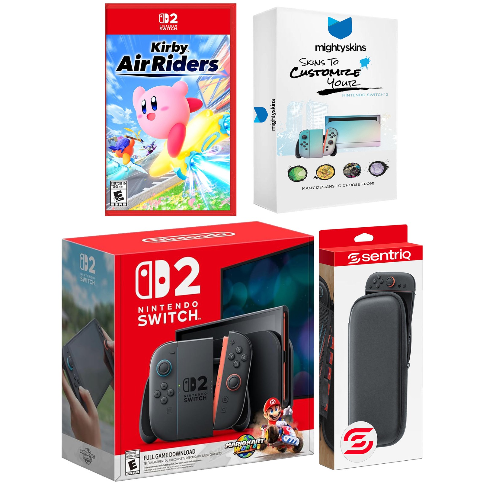 Nintendo Switch 2 Mario Kart World, Kirby Air Riders and Protective Case Bundle