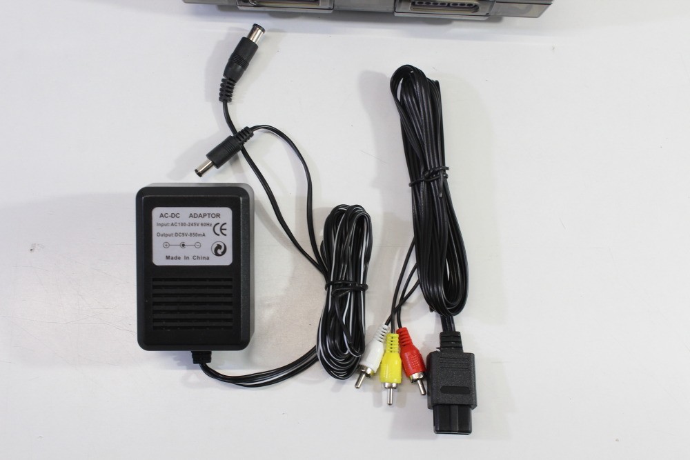 Super Nintendo Transparent Clear Black Console SNES SFC Converted AC Adapter AV