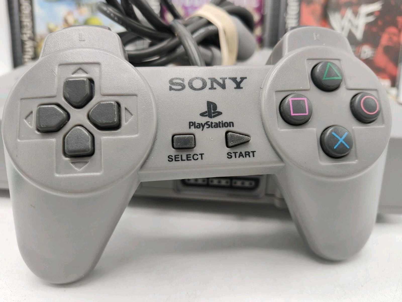 Sony PlayStation 1 PS1 Bundle + 2 Controllers + 6 Games + Mem Card* VGC* Tested!