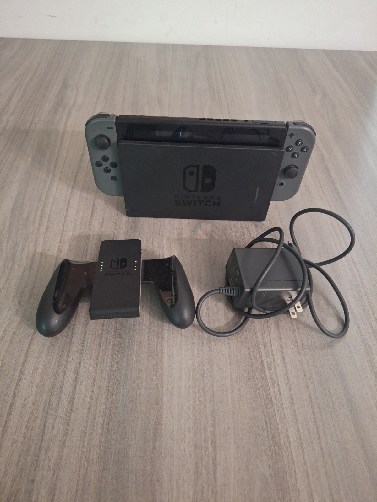 Nintendo Switch HAC-001 Console Black with Dock, Joy-Con, Grip, Power Adapter