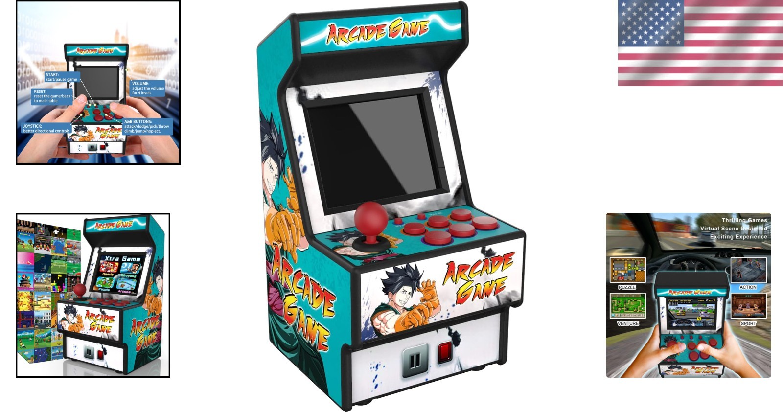 Rechargeable Mini Arcade Machine: 2.8-Inch Display & TV Connection Support