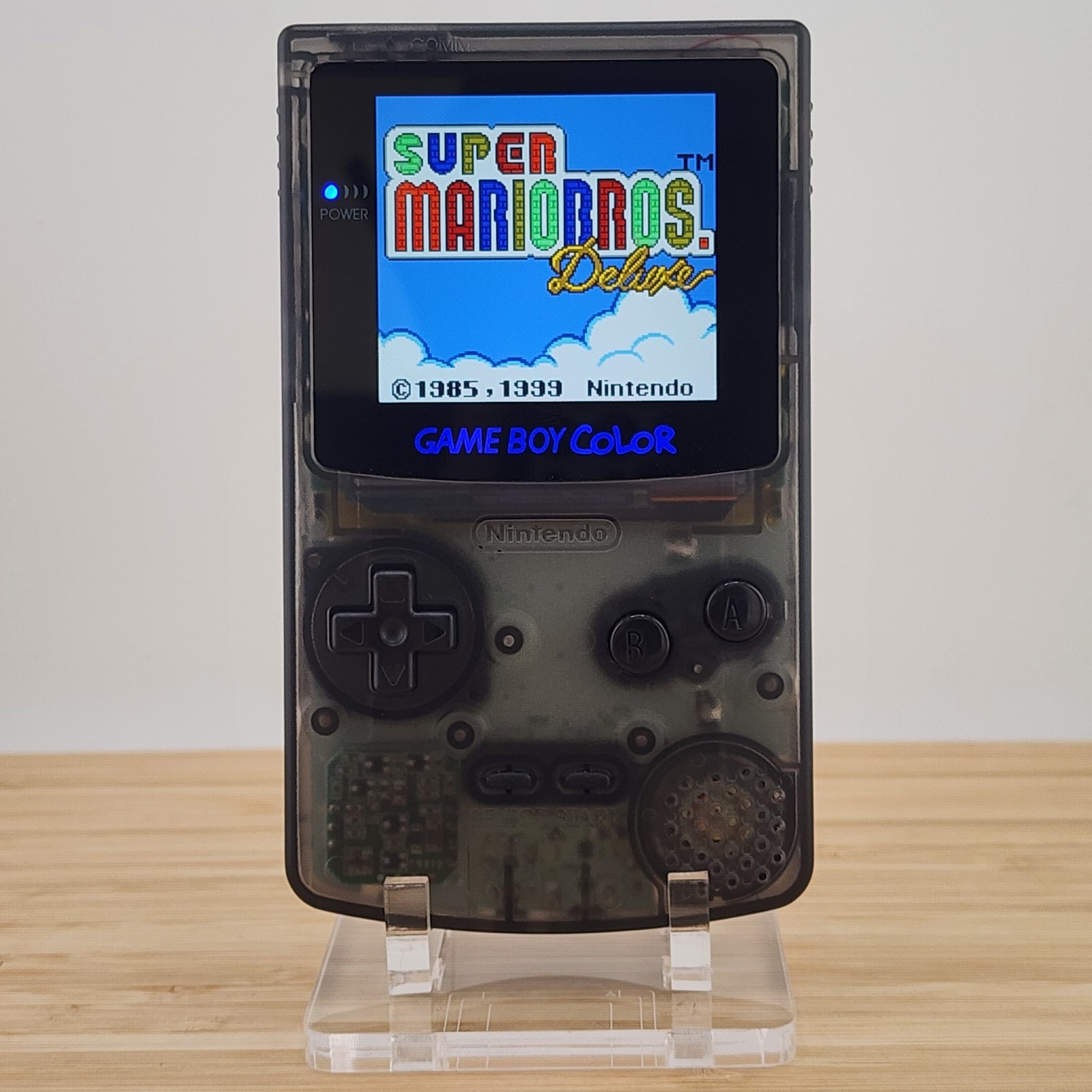 Gameboy Color, OLED Touch Screen, Clear Black Shell Game Boy GBC, Power LED Swap
