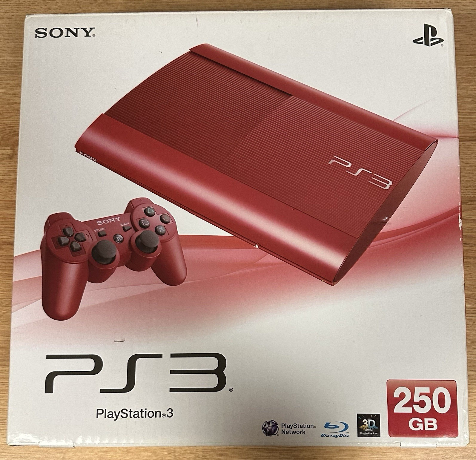 Sony PlayStation 3 PS3 Red 250GB Console Bundle w/ Controller Cables Blu-Ray