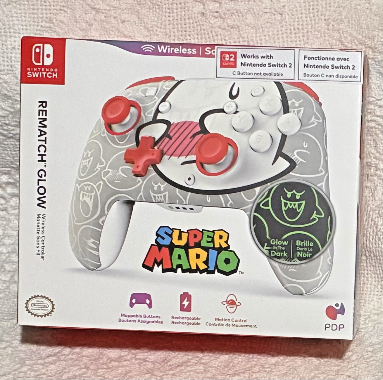 PDP REMATCH GLOW Wireless Controller Nintendo Switch 2 Super Mario Boo Hoo New