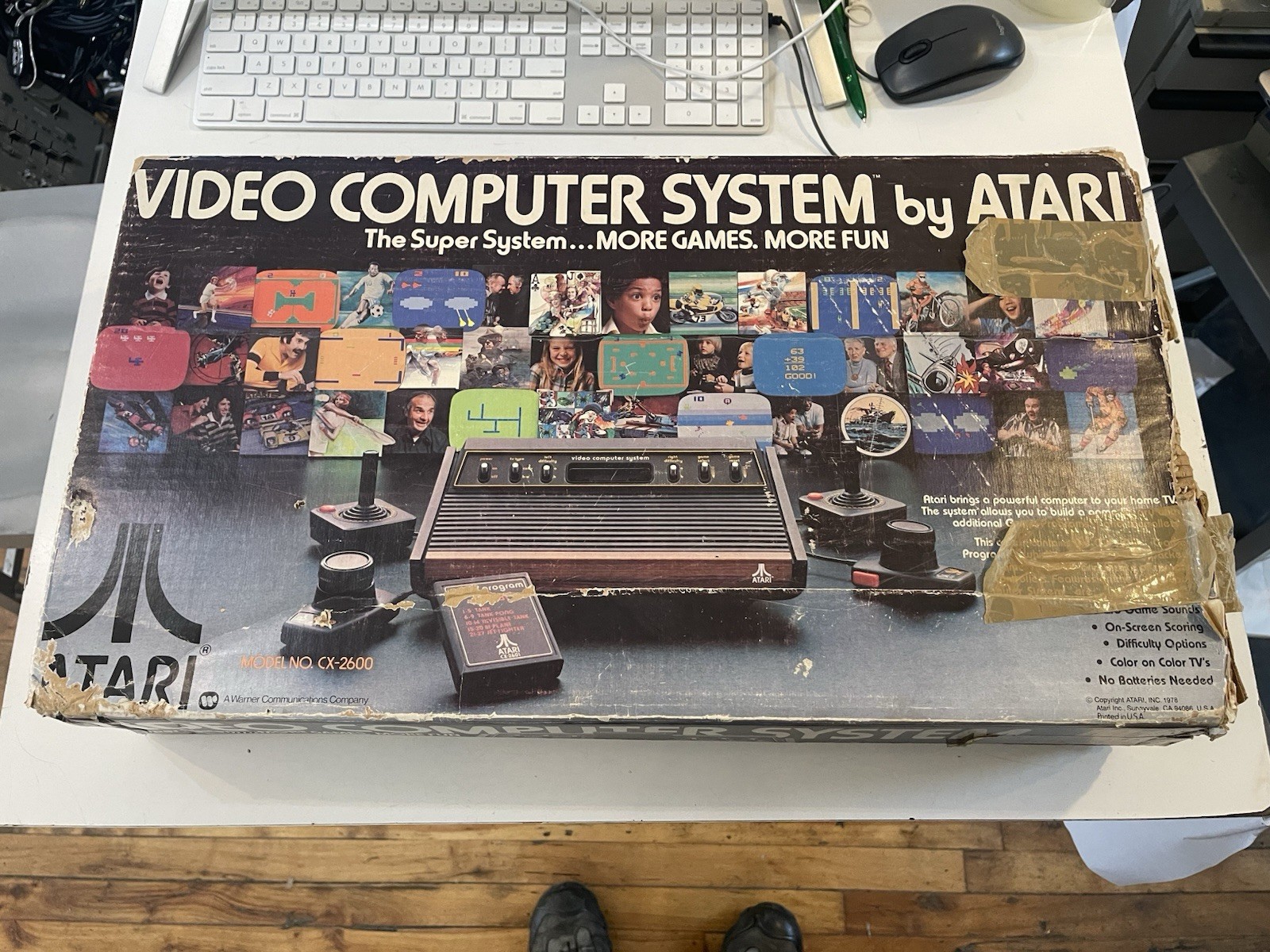 1977 Atari 2600 “Heavy Sixer” Console w/ 55 Games, Controllers, Manuals + Box