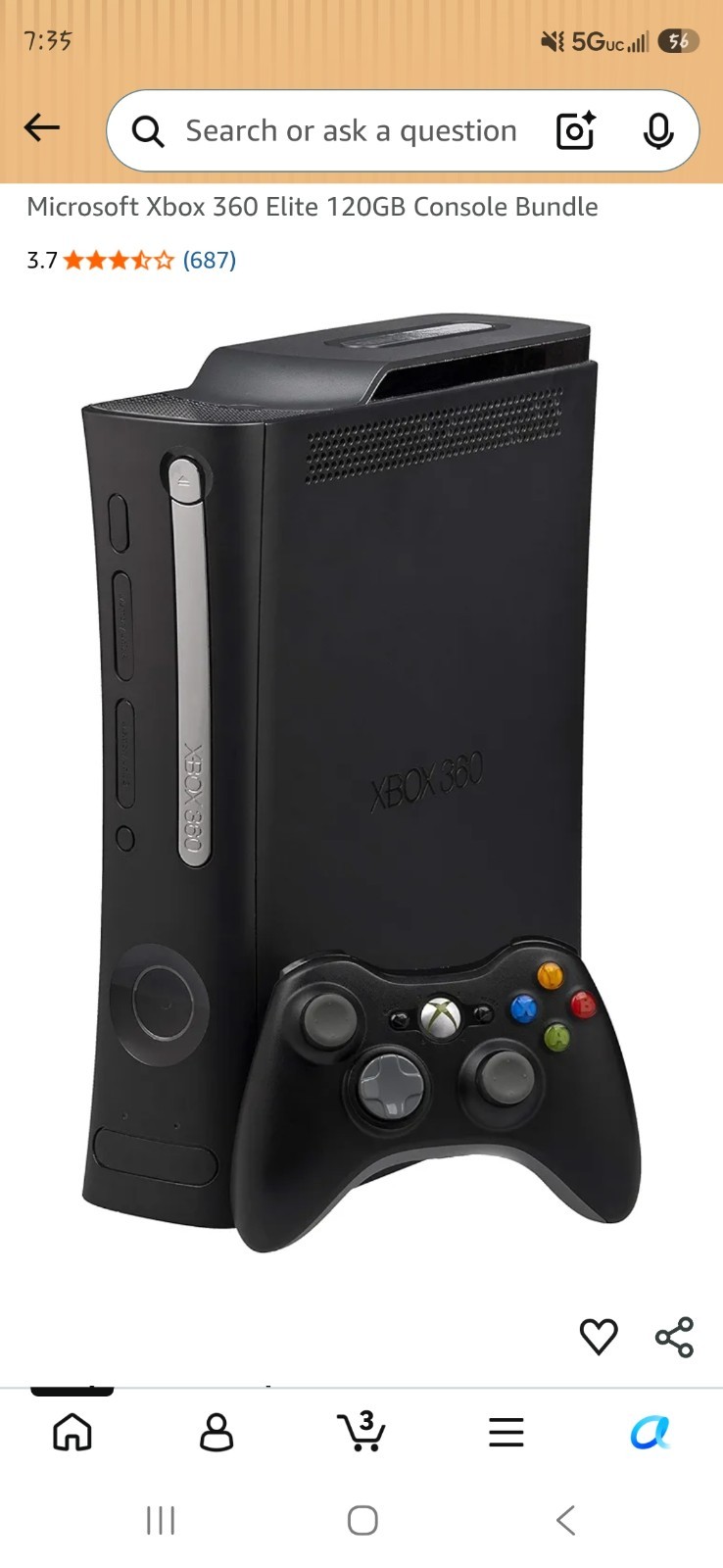 Black Xbox 360 E 120GB Console with Controllers and Game Cords Included