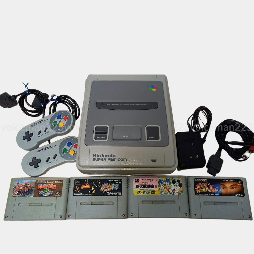 [MINT] 4Games+Nintendo Super Famicom Console SHVC-001 SET Famicon Tested Working