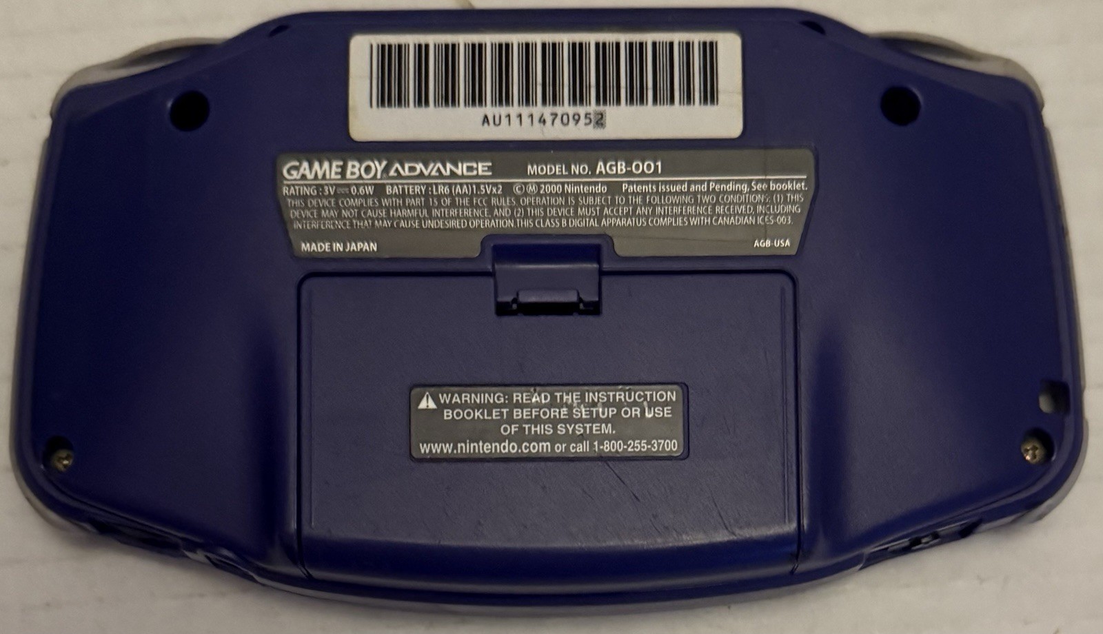 Nintendo Game Boy Advance Handheld System – Indigo/Purple – Tested