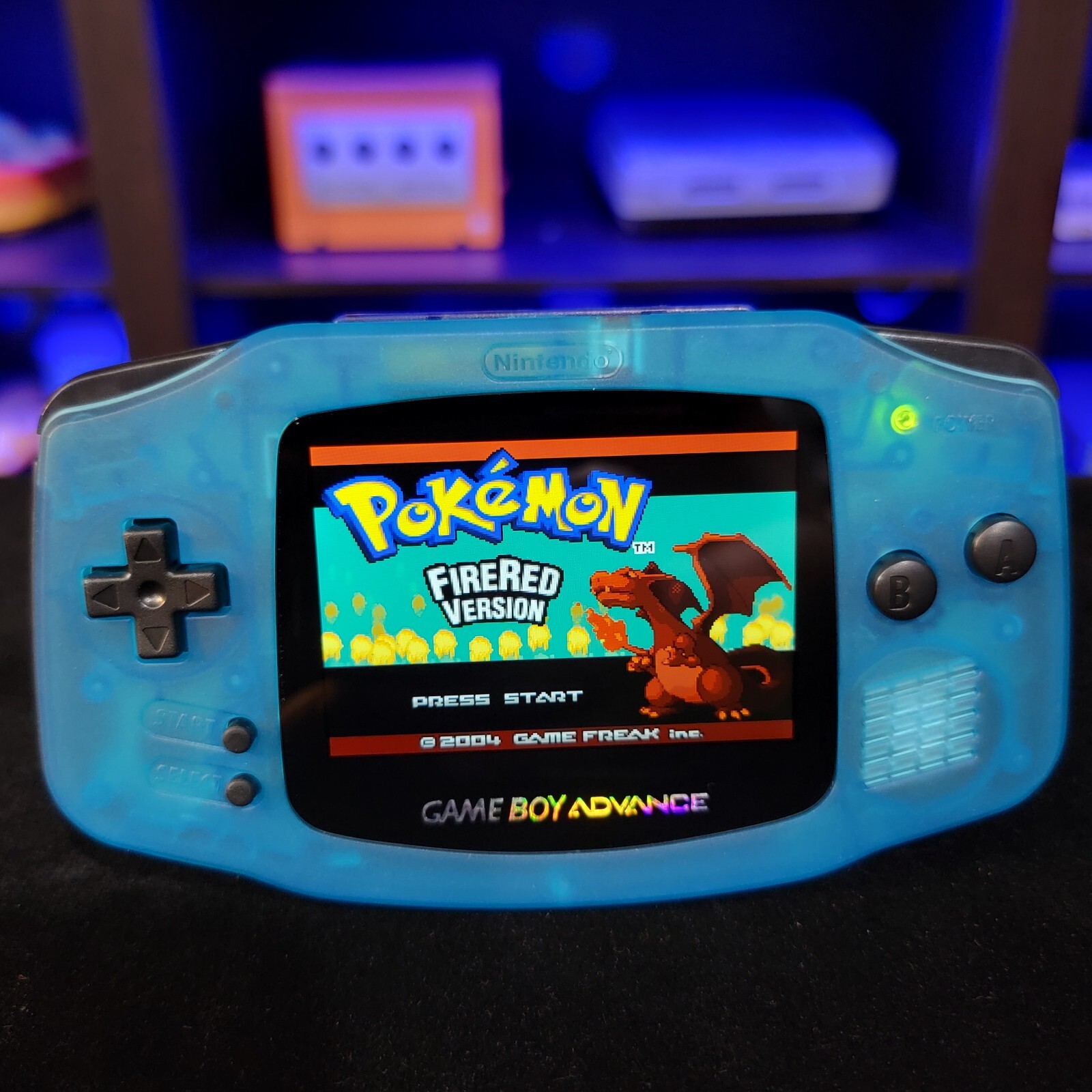 Blue Game Boy Advance GBA Console with iPS V5 Backlight Backlit LCD MOD Console