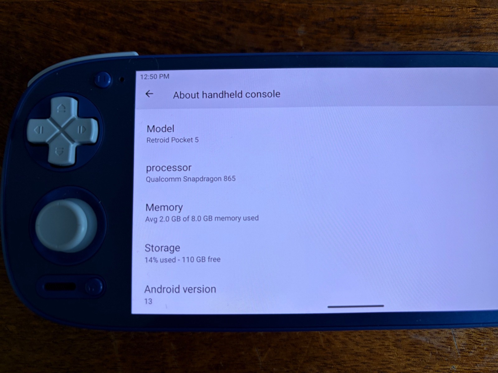Retroid Pocket 5 Black Android Handheld Gaming Console, 128GB, 8GB RAM, Blue
