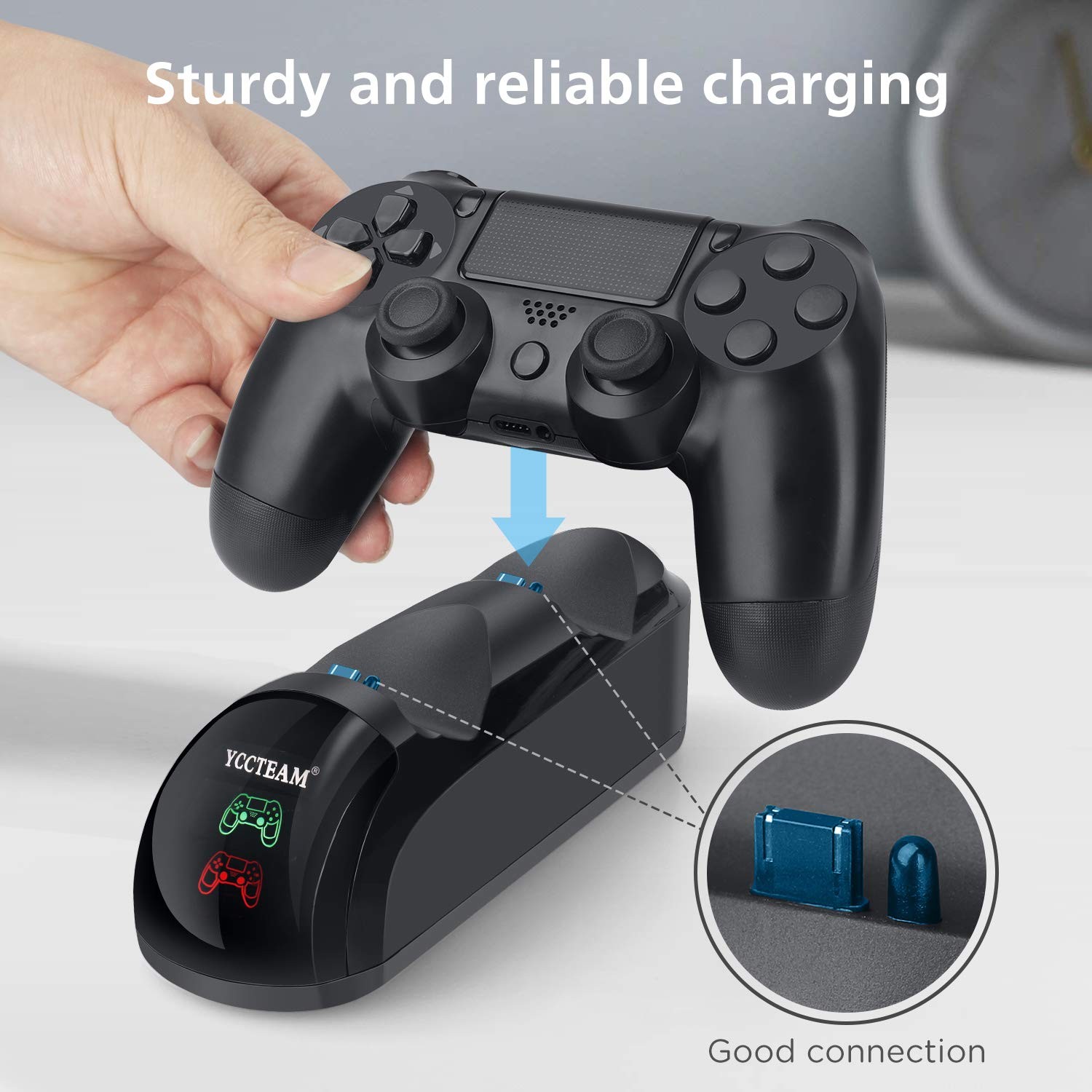 PS4 Controller Charger, Upgraded Fast-Charging Port Docking Station black