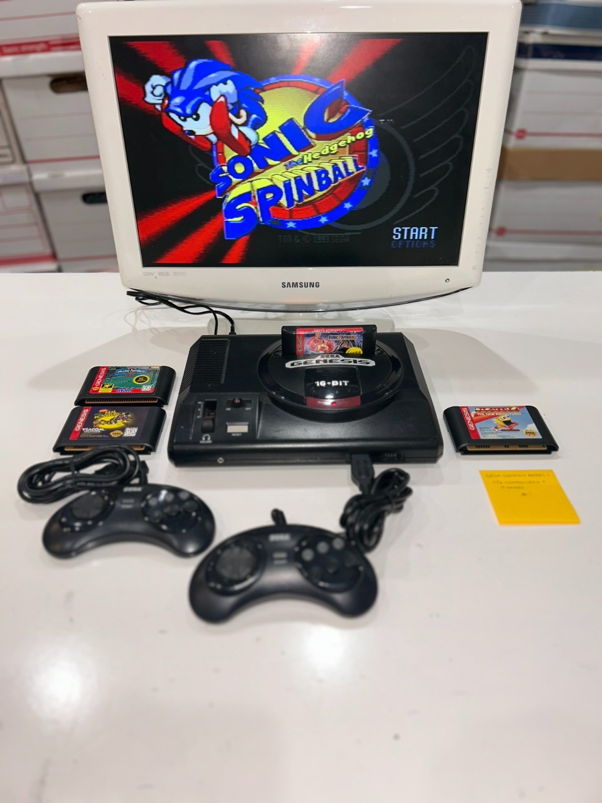 Sega Genesis Model 1 Console High Definition System 2 Controllers + 4 Games #2