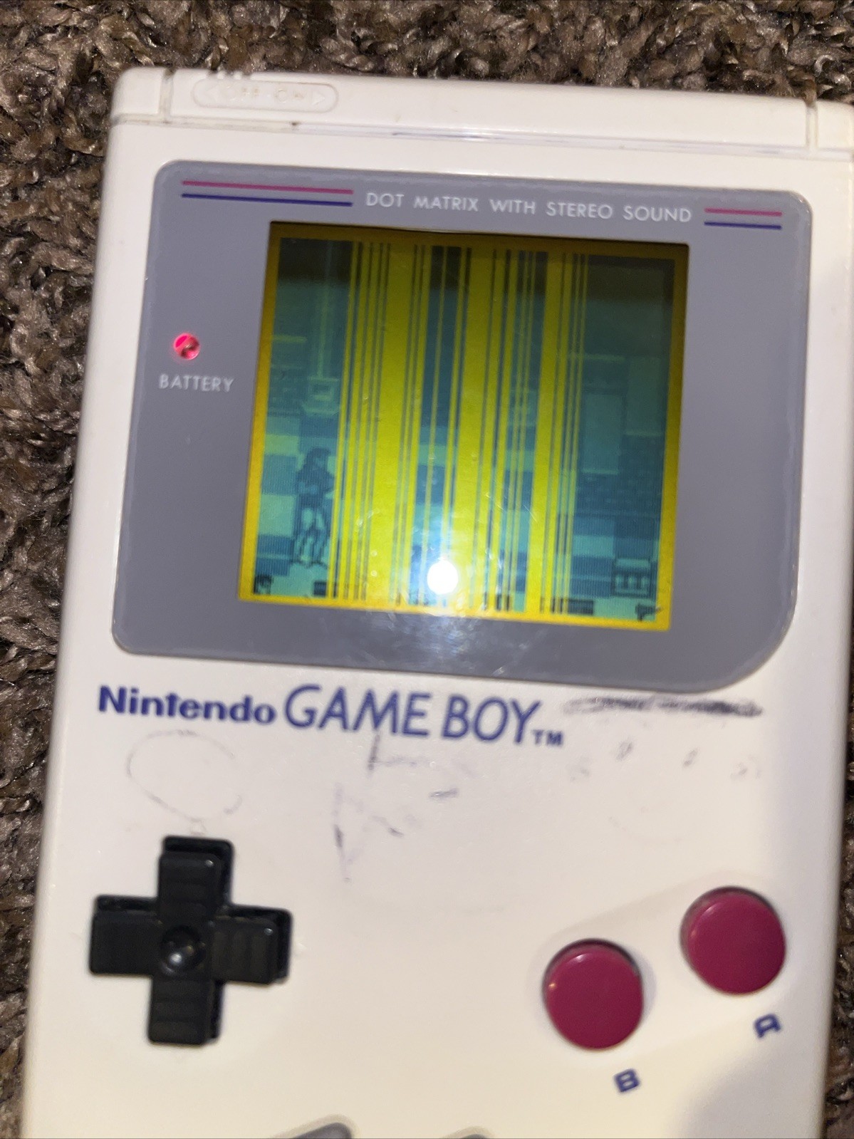 Original 1989 Nintendo GAME BOY Console DMG-01 Powers On Works Bad Display.