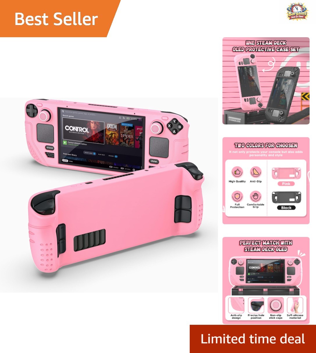 Ultimate Pink 9-in-1 Protective Case for Steam Deck OLED – Easy Clean & Install