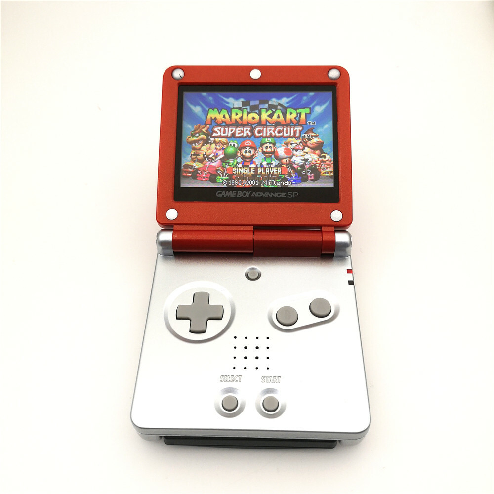 Red Silver Mario 5 Levels Segment Backlight V2 iPS LCD Screen GBA SP Console