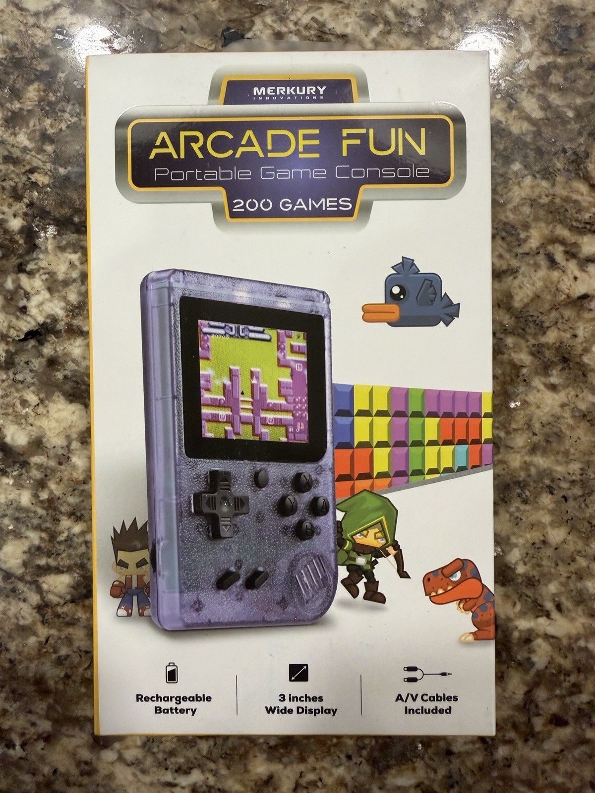 Portable Video Game Arcade Console 200 Games 3in Display Rechargeable Battery
