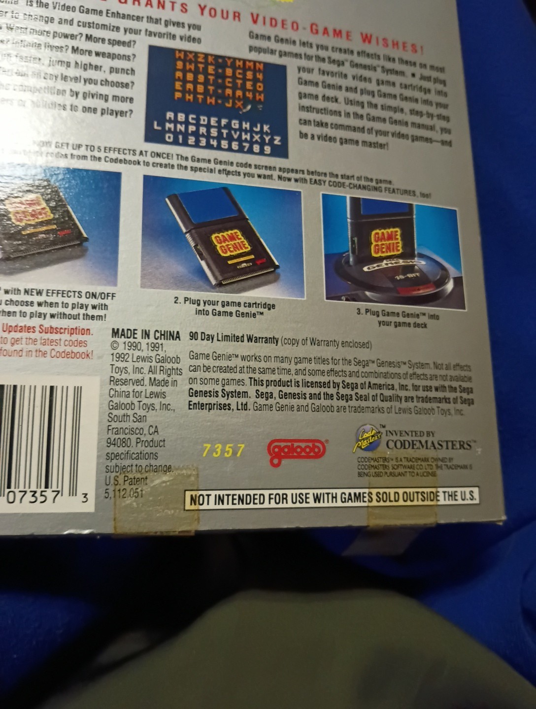 Vintage Sega Genesis Game Geni Code Book and Cartridge