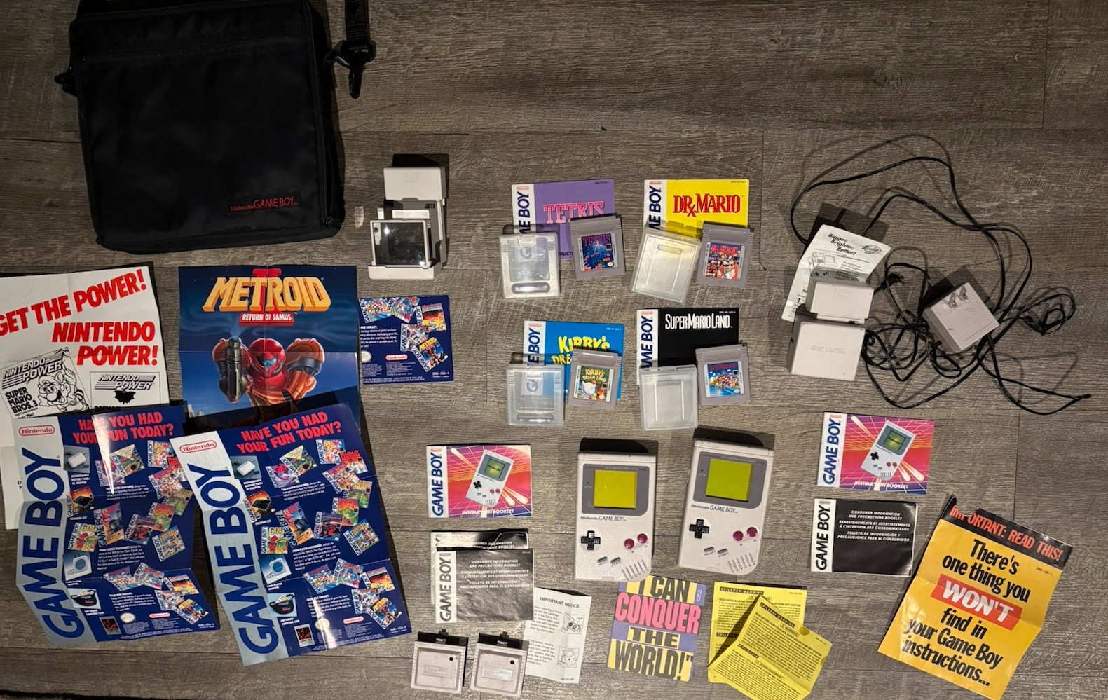 2 Original Gameboy DMG-01 Lot Tetris Kirby Mario Tested Working Battery Light