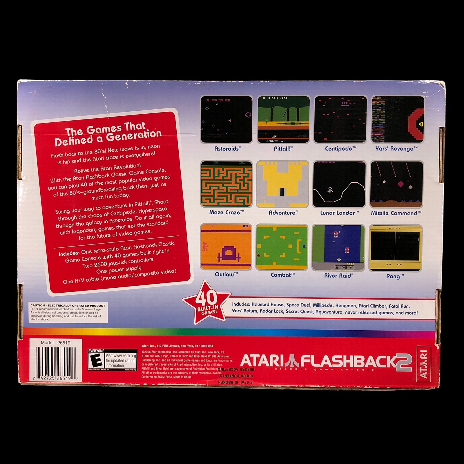 2005 26519 Atari Flashback 2 Classic Game Console Two 2600 Joysticks WORKS BxWr