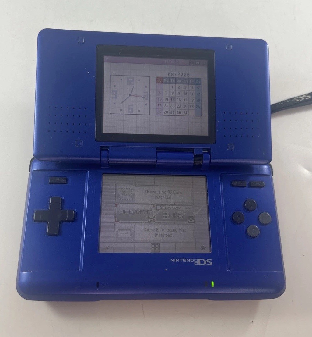 Nintendo DS Original NTR-001 Console (Works But Broken Hinge For Parts Repair)
