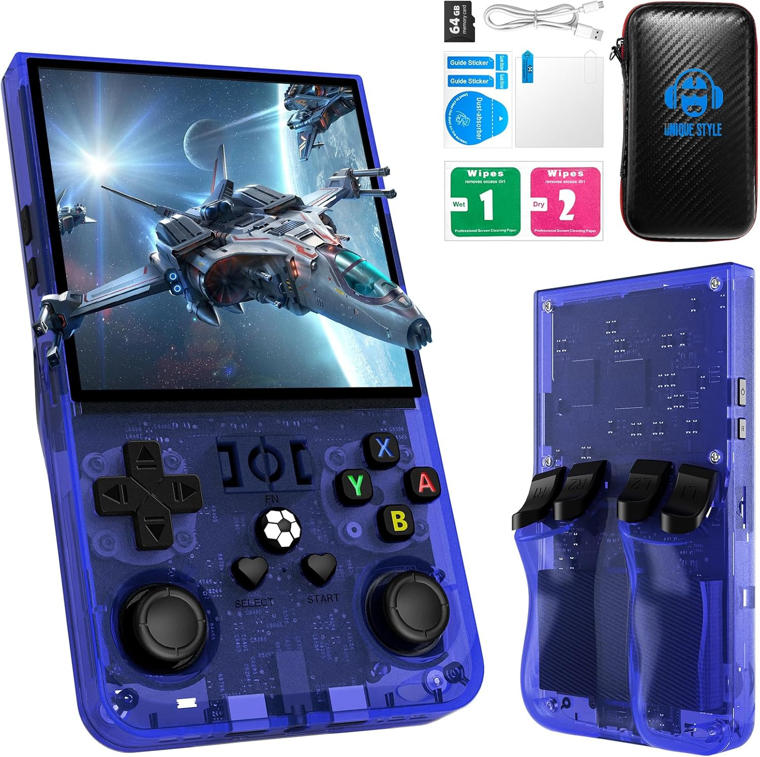 R36MAX Retro Handheld Game Console, 4.0 Inch 720X720 IPS Screen, 64GB Built-In 1