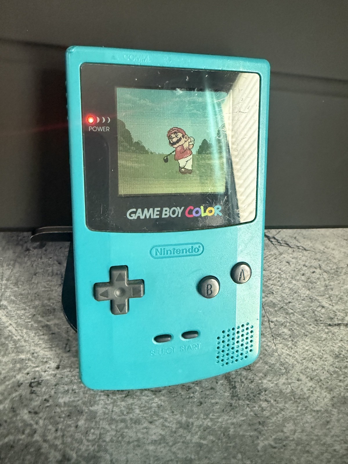Nintendo GameBoy Color Handheld – Teal CGB-001 Tested Working Comes W/Mario Golf